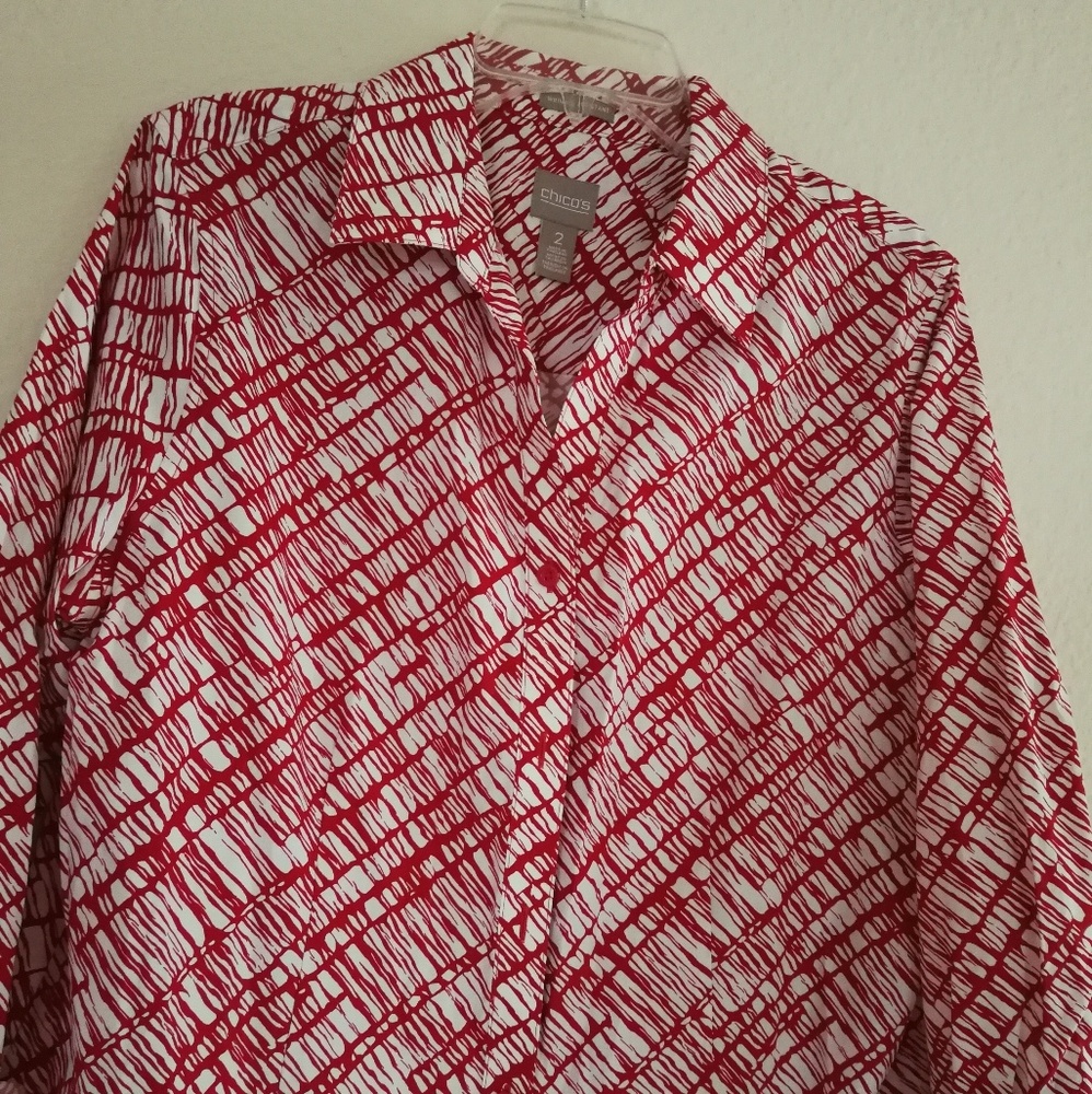 Red Patterned Button-Down - Picture 2 of 4